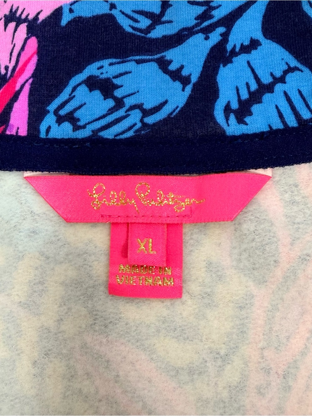 Lilly Pulitzer Wrenley Zip-Up Jacket Pockets Pink & Blue Navy Calypso Coast XL - Picture 5 of 10